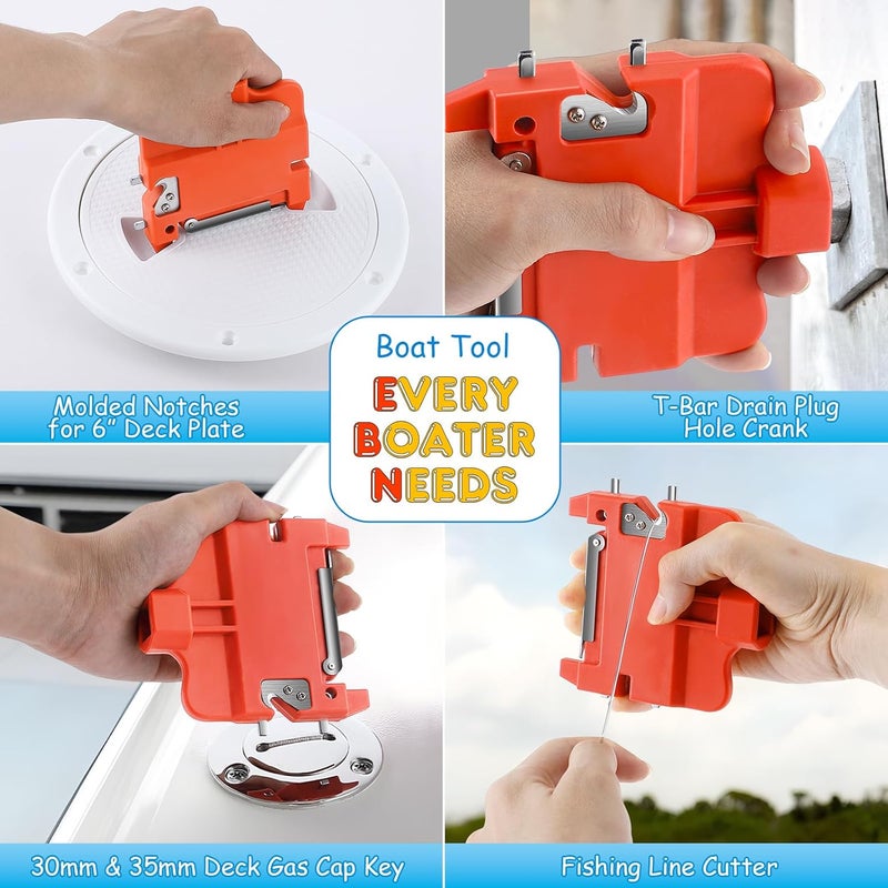 MiniInflat أداة قارب 9 في 1 مع ملحق مغناطيسي، ضرورات القارب تشمل أداة ضغط قماش، قاطع خيط صيد وغيرها من ملحقات القارب، هدية مثالية لمالكي القوارب - Image 4